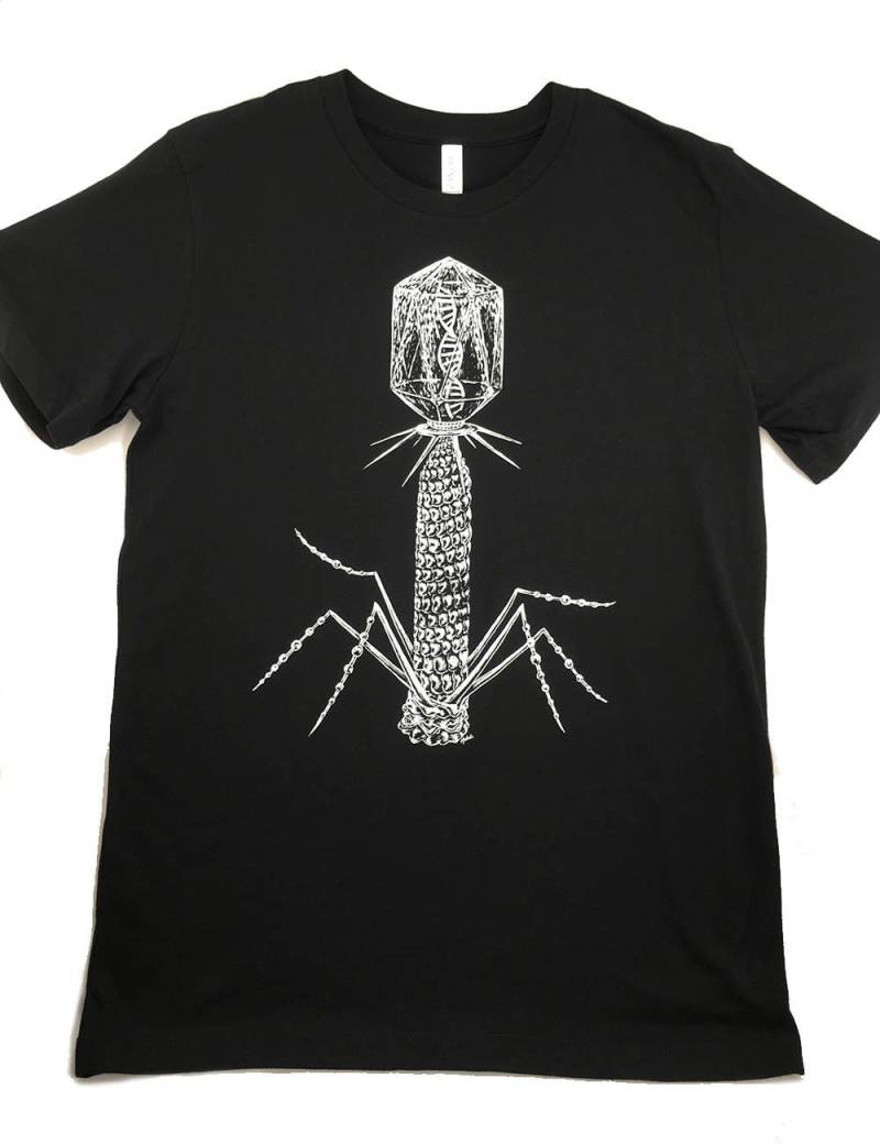 Bakteriophagen Virus T-Shirt - Original Siebdruck Biologie Design Unisex Mens Womens von SomniaCityShop