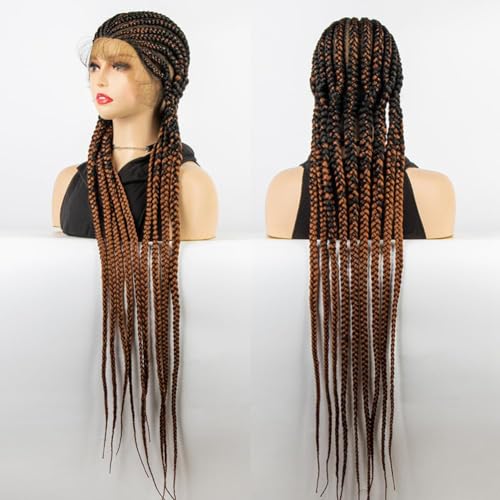 Schwarze Micro Braids Synthetische Lace-Front-Perücken,mit Babyhaar Cornrows Half Box Geflochtene Perücken für Schwarze Frauen,Hitzefreundliche Perücken,D von SonGxu