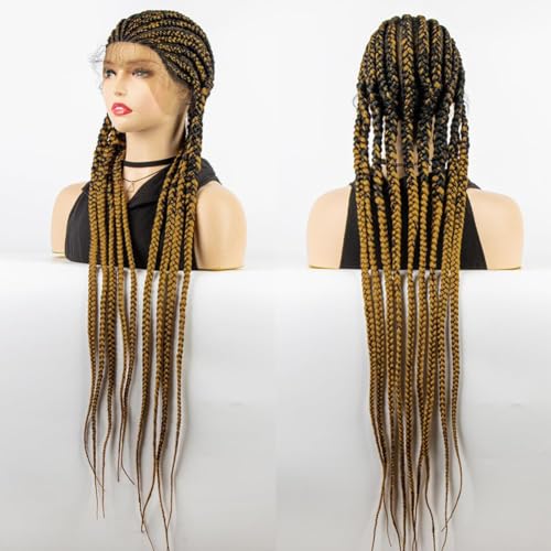 Schwarze Micro Braids Synthetische Lace-Front-Perücken,mit Babyhaar Cornrows Half Box Geflochtene Perücken für Schwarze Frauen,Hitzefreundliche Perücken,E von SonGxu