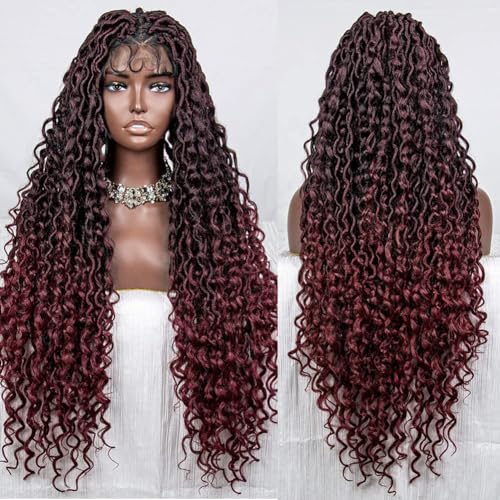 Synthetische Flechthaarperücke für Schwarze Frauen,Knotenlose Flechtperücken mit Spitzenfront,Geflochtene Cornrow-Perücken mit Spitzenfront,Box-geflochtene Lace-Frontal-Perücke,Red Synthetische Flechthaarperücke für Schwarze Frauen,Knotenlose Flechtperücken mit Spitzenfront,Geflochtene Cornrow-Perücken mit Spitzenfront,Box-geflochtene Lace-Frontal-Perücke,Red von SonGxu