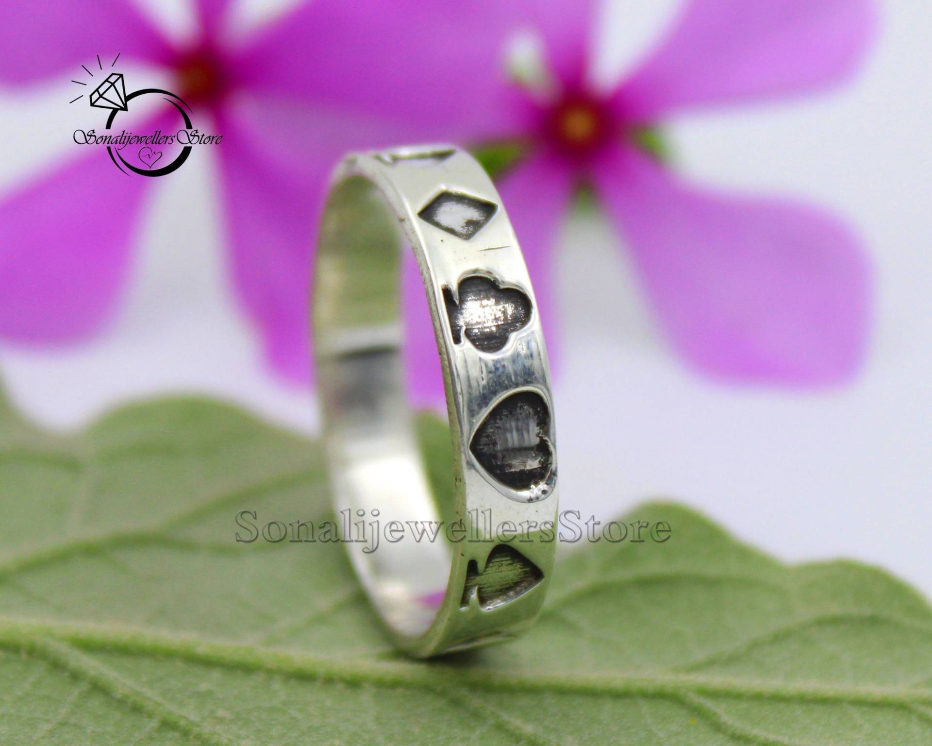 Herren-Kartenspieler, 925 Sterling Silber, Poker-Kartenring, Herrenring, Silberbandring, Statement-Ring, Handgefertigter Ring, Oxidierter Schmuck von SonalijewellersStore