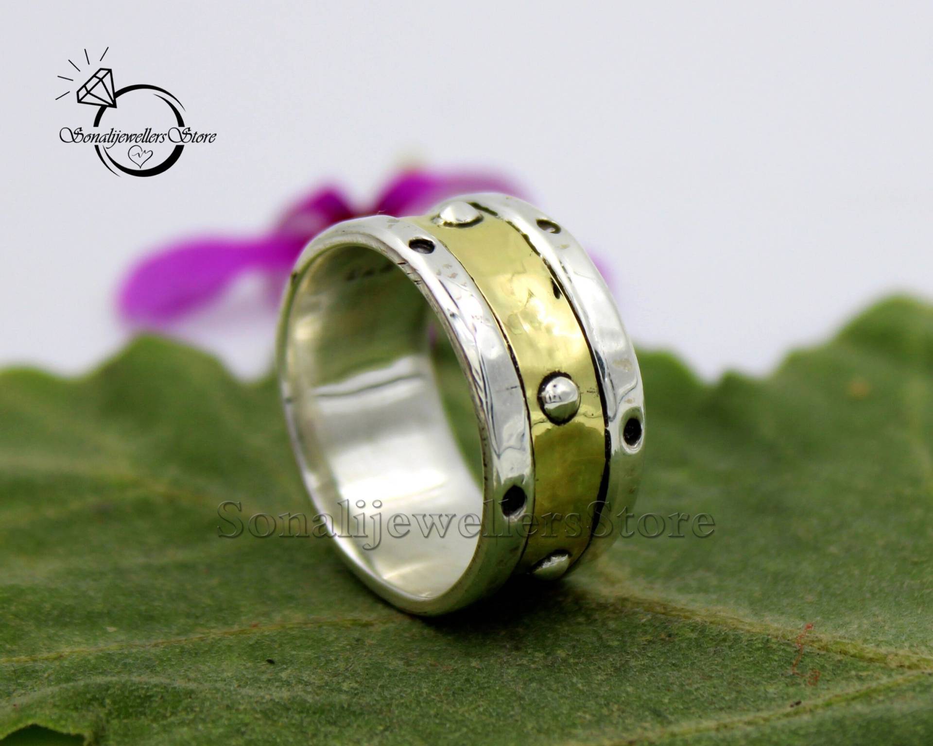 Kleine Perlen Ring, 925 Sterling Silber, Bandring, Messing Boho & Hippie Stil, Dunkel Oxidierter Schmuck, Handgemachter Ring Für Männer von SonalijewellersStore