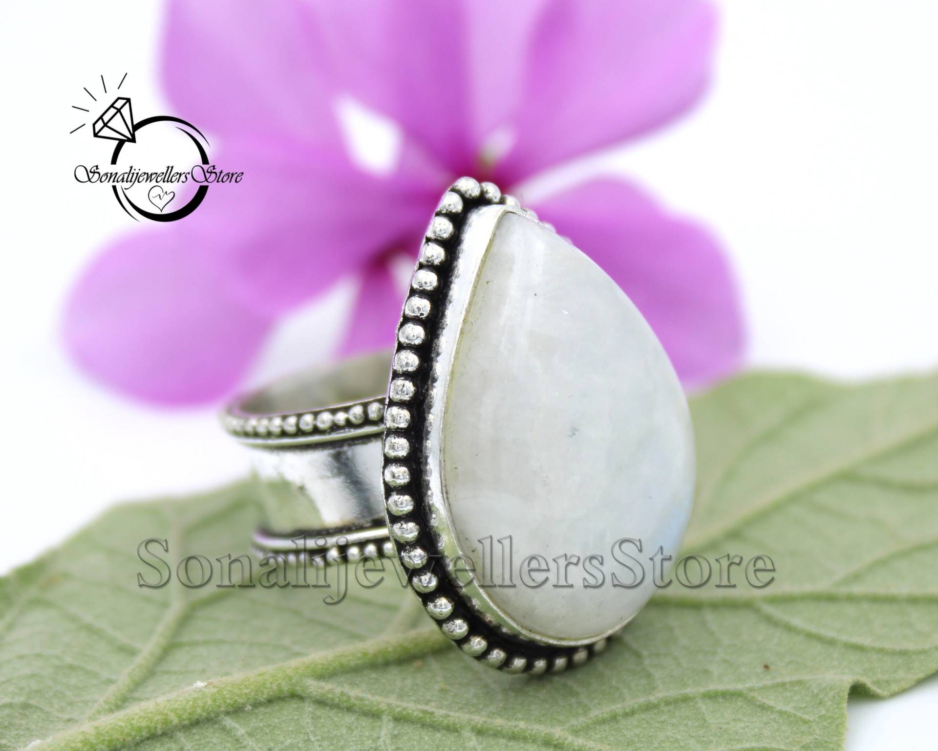 Regenbogen-Mondstein-Ring, 925 Sterling Silber, Statement-Ring, Boho-Ring, Silberring, Handgefertigter Ring, Natürlicher Mondstein-Ring, Ehering von SonalijewellersStore