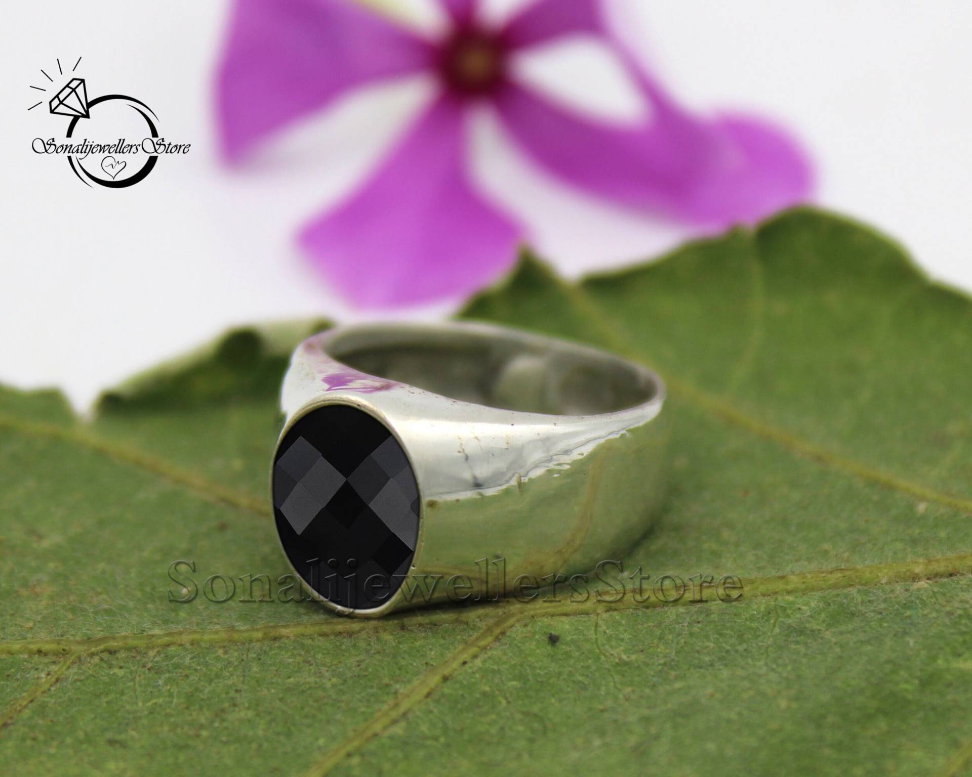 Schwarzer Onyx, 925 Sterling Silber, Silberring Für Männer, Statement-Ring, Geschenk Ihn, Versprechensring, Herren-Edelsteinschmuck von SonalijewellersStore