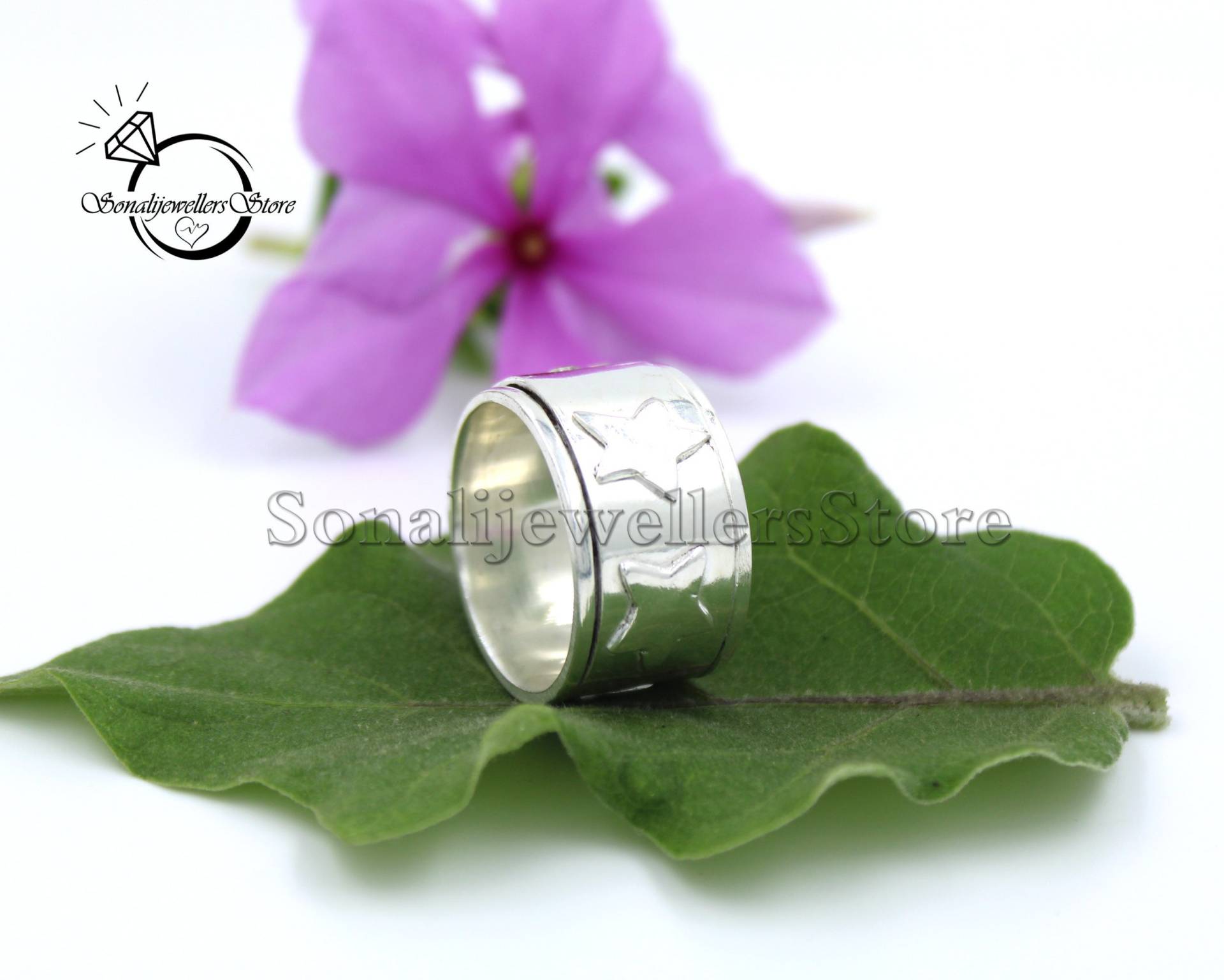 Stern-Ring, 925 Sterling Silber Ring, Spinner-Ring, Meditationsring, Statement-Ring, Boho-Ring, Handgefertigter Ehering, Geschenkring von SonalijewellersStore