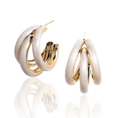 Sonateomber Chunky Open C Dreifach-Creolen-Ohrstecker für Frauen – modisch, trendig, niedlich, groß, geteilt, Sommerschmuck, Geschenk, Edelstahl, Zirkonia Sonateomber Chunky Open C Dreifach-Creolen-Ohrstecker für Frauen – modisch, trendig, niedlich, groß, geteilt, Sommerschmuck, Geschenk, Edelstahl, Zirkonia von Sonateomber