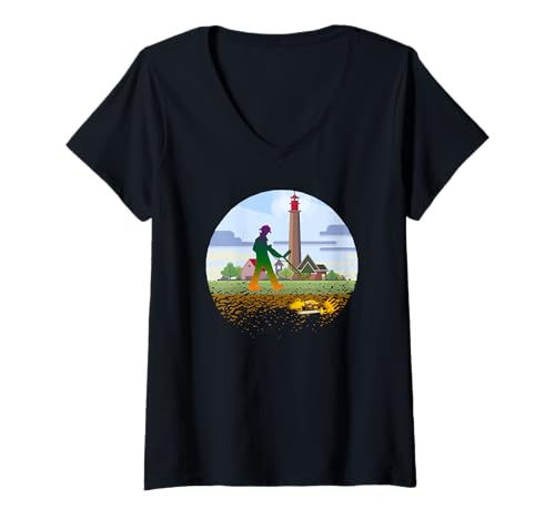 Damen Metalldetekor Meerwasser Metallsuchgerät Sondengänger T-Shirt mit V-Ausschnitt von Sondengänger Metalldetektor und Schätze Shirts