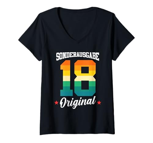 Damen 18 Geburtstag T-Shirt mit V-Ausschnitt von Sonderausgabe Geburtstag 18
