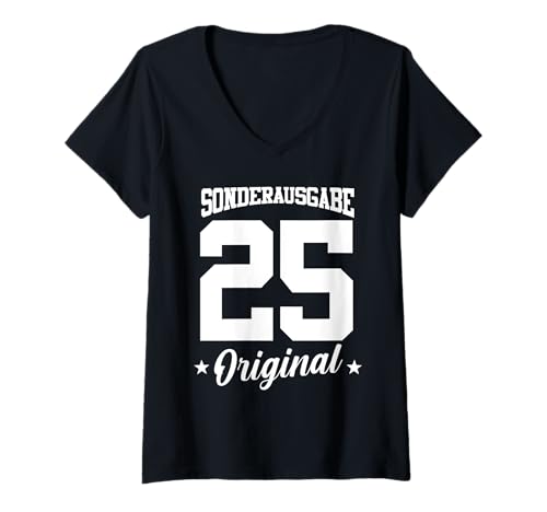 Damen 25 Geburtstag T-Shirt mit V-Ausschnitt von Sonderausgabe Geburtstag 25
