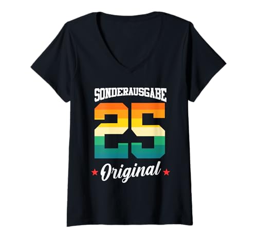 Damen 25 Geburtstag T-Shirt mit V-Ausschnitt von Sonderausgabe Geburtstag 25