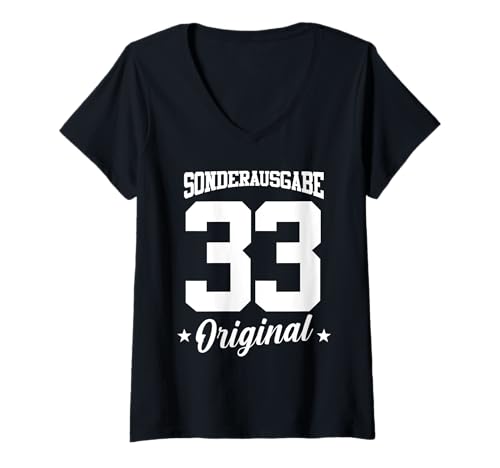 Damen 33 Geburtstag T-Shirt mit V-Ausschnitt Damen 33 Geburtstag T-Shirt mit V-Ausschnitt von Sonderausgabe Geburtstag 33