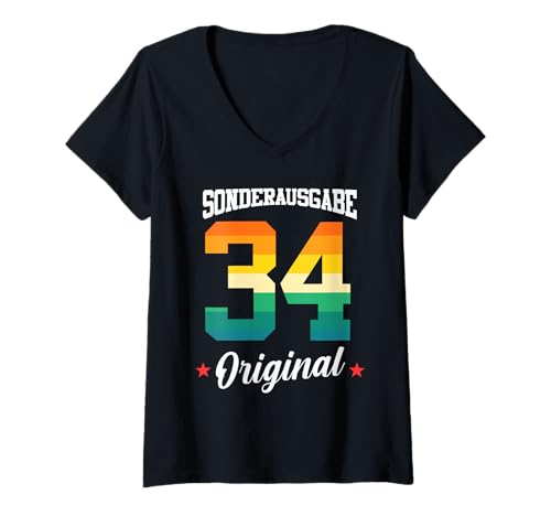 Damen 34 Geburtstag T-Shirt mit V-Ausschnitt Damen 34 Geburtstag T-Shirt mit V-Ausschnitt von Sonderausgabe Geburtstag 34