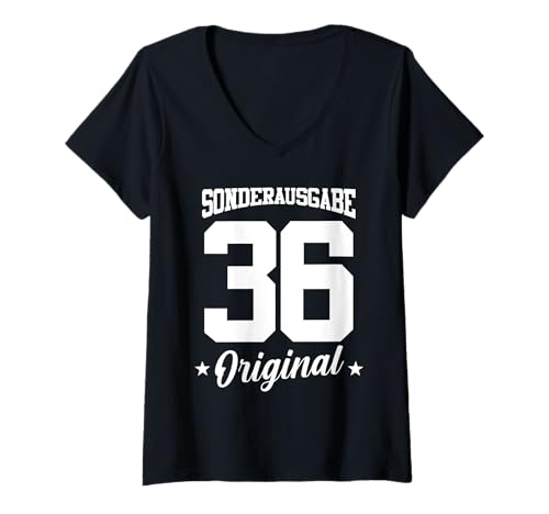 Damen 36 Geburtstag T-Shirt mit V-Ausschnitt von Sonderausgabe Geburtstag 36