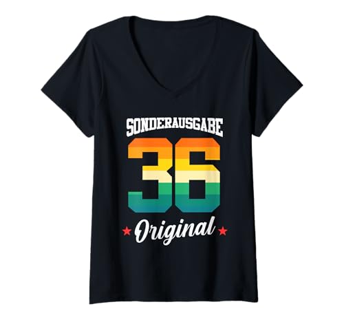 Damen 36 Geburtstag T-Shirt mit V-Ausschnitt von Sonderausgabe Geburtstag 36