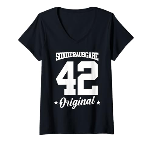 Damen 42 Geburtstag T-Shirt mit V-Ausschnitt von Sonderausgabe Geburtstag 42