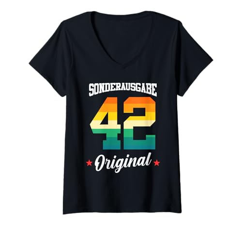 Damen 42 Geburtstag T-Shirt mit V-Ausschnitt Damen 42 Geburtstag T-Shirt mit V-Ausschnitt von Sonderausgabe Geburtstag 42