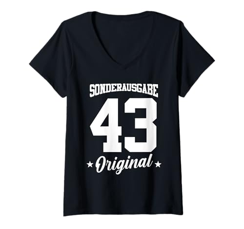 Damen 43 Geburtstag T-Shirt mit V-Ausschnitt Damen 43 Geburtstag T-Shirt mit V-Ausschnitt von Sonderausgabe Geburtstag 43