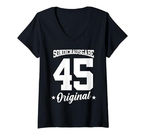 Damen 45 Geburtstag T-Shirt mit V-Ausschnitt Damen 45 Geburtstag T-Shirt mit V-Ausschnitt von Sonderausgabe Geburtstag 45