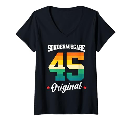 Damen 45 Geburtstag T-Shirt mit V-Ausschnitt Damen 45 Geburtstag T-Shirt mit V-Ausschnitt von Sonderausgabe Geburtstag 45