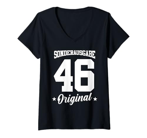 Damen 46 Geburtstag T-Shirt mit V-Ausschnitt Damen 46 Geburtstag T-Shirt mit V-Ausschnitt von Sonderausgabe Geburtstag 46