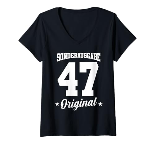 Damen 47 Geburtstag T-Shirt mit V-Ausschnitt Damen 47 Geburtstag T-Shirt mit V-Ausschnitt von Sonderausgabe Geburtstag 47