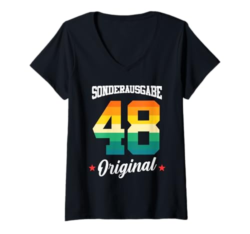 Damen 48 Geburtstag T-Shirt mit V-Ausschnitt Damen 48 Geburtstag T-Shirt mit V-Ausschnitt von Sonderausgabe Geburtstag 48