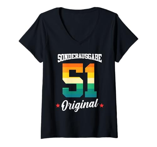 Damen 51 Geburtstag T-Shirt mit V-Ausschnitt von Sonderausgabe Geburtstag 51