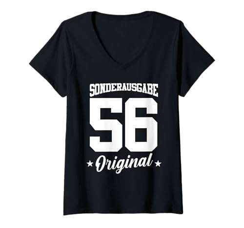 Damen 56 Geburtstag T-Shirt mit V-Ausschnitt von Sonderausgabe Geburtstag 56
