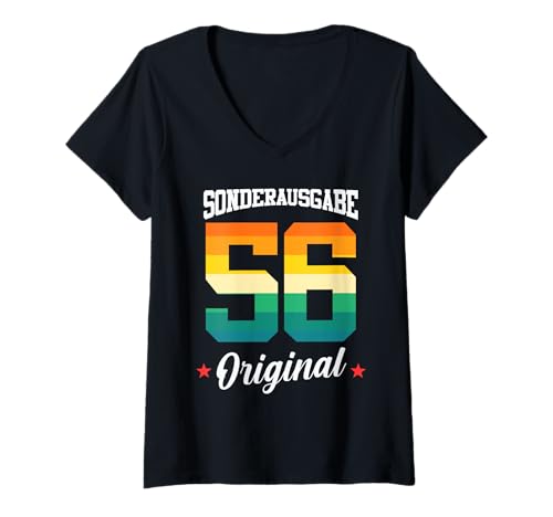 Damen 56 Geburtstag T-Shirt mit V-Ausschnitt von Sonderausgabe Geburtstag 56