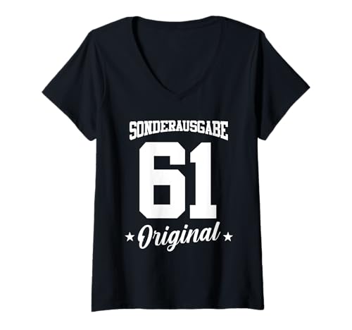 Damen 61 Geburtstag T-Shirt mit V-Ausschnitt Damen 61 Geburtstag T-Shirt mit V-Ausschnitt von Sonderausgabe Geburtstag 61