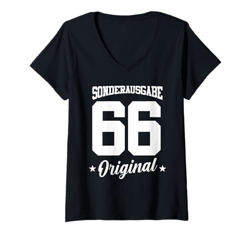 Damen 66 Geburtstag T-Shirt mit V-Ausschnitt Damen 66 Geburtstag T-Shirt mit V-Ausschnitt von Sonderausgabe Geburtstag 66