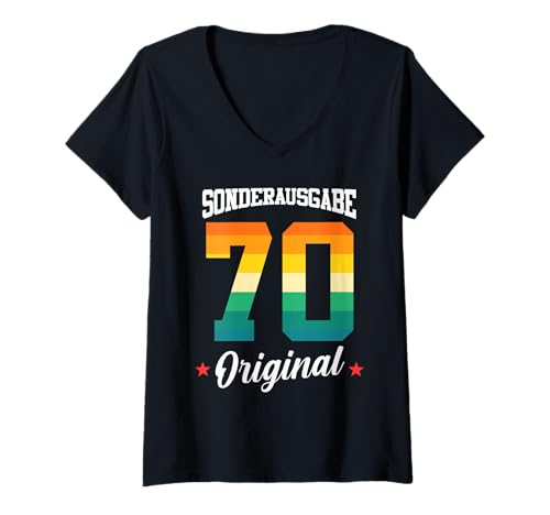 Damen 70 Geburtstag T-Shirt mit V-Ausschnitt Damen 70 Geburtstag T-Shirt mit V-Ausschnitt von Sonderausgabe Geburtstag 70