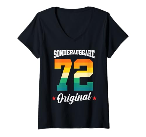 Damen 72 Geburtstag T-Shirt mit V-Ausschnitt von Sonderausgabe Geburtstag 72