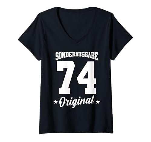 Damen 74 Geburtstag T-Shirt mit V-Ausschnitt Damen 74 Geburtstag T-Shirt mit V-Ausschnitt von Sonderausgabe Geburtstag 74
