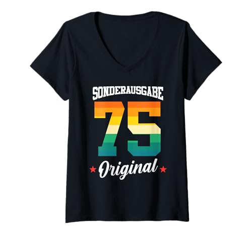 Damen 75 Geburtstag T-Shirt mit V-Ausschnitt Damen 75 Geburtstag T-Shirt mit V-Ausschnitt von Sonderausgabe Geburtstag 75