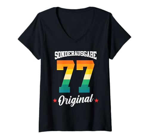 Damen 77 Geburtstag T-Shirt mit V-Ausschnitt Damen 77 Geburtstag T-Shirt mit V-Ausschnitt von Sonderausgabe Geburtstag 77