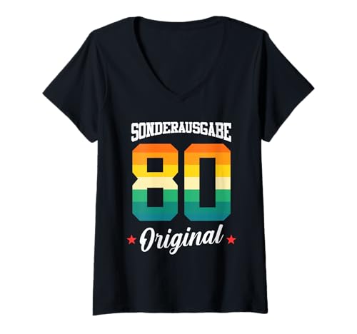 Damen 80 Geburtstag T-Shirt mit V-Ausschnitt Damen 80 Geburtstag T-Shirt mit V-Ausschnitt von Sonderausgabe Geburtstag 80