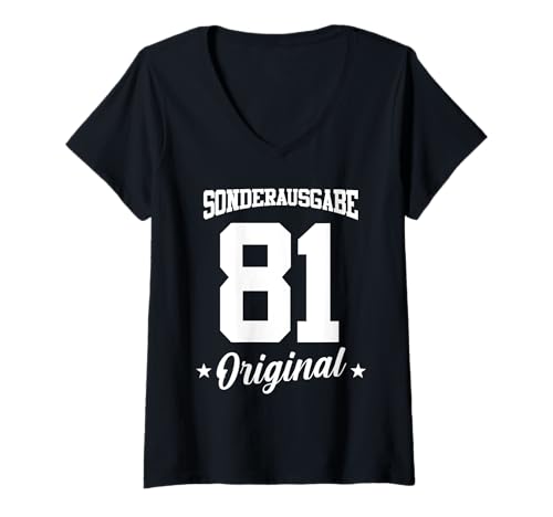 Damen 81 Geburtstag T-Shirt mit V-Ausschnitt Damen 81 Geburtstag T-Shirt mit V-Ausschnitt von Sonderausgabe Geburtstag 81