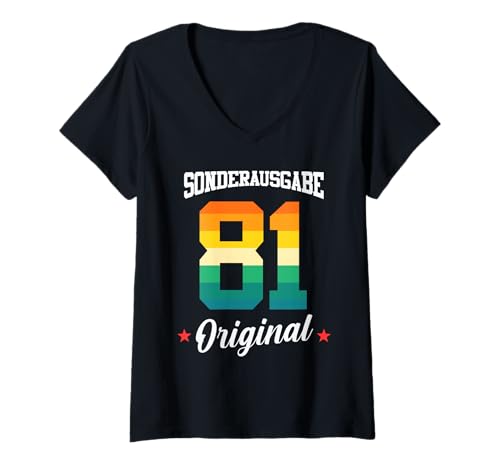 Damen 81 Geburtstag T-Shirt mit V-Ausschnitt Damen 81 Geburtstag T-Shirt mit V-Ausschnitt von Sonderausgabe Geburtstag 81