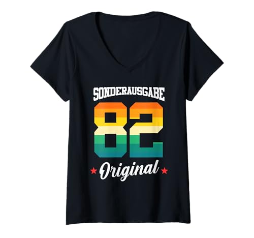 Damen 82 Geburtstag T-Shirt mit V-Ausschnitt von Sonderausgabe Geburtstag 82