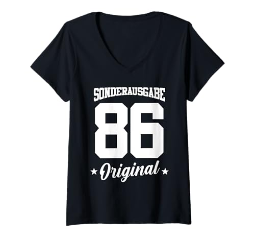 Damen 86 Geburtstag T-Shirt mit V-Ausschnitt Damen 86 Geburtstag T-Shirt mit V-Ausschnitt von Sonderausgabe Geburtstag 86