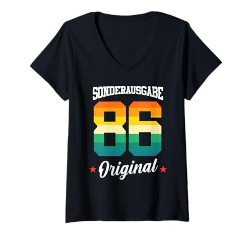 Damen 86 Geburtstag T-Shirt mit V-Ausschnitt von Sonderausgabe Geburtstag 86