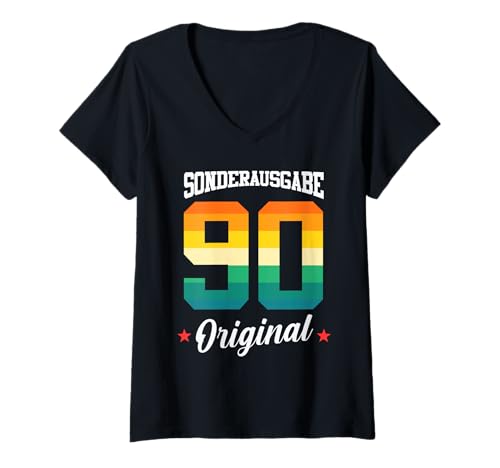 Damen 90 Geburtstag T-Shirt mit V-Ausschnitt Damen 90 Geburtstag T-Shirt mit V-Ausschnitt von Sonderausgabe Geburtstag 90