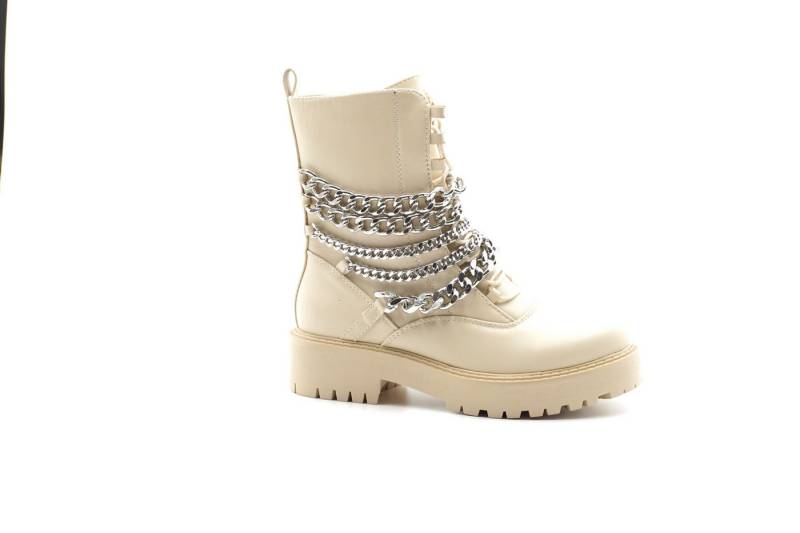 Sonderpostendiscount Damen Chelsea Boots Beige mit Ketten DS Jeeini Beige Chelseaboots Ketten von Sonderpostendiscount