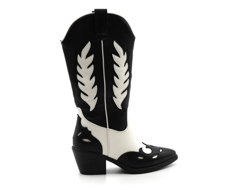 Sonderpostendiscount Damen Cowboy Stiefel Schwarz mit seitlichem Reißverschluss CC2320 Cowboystiefel Seitlicher Reissverschluss von Sonderpostendiscount