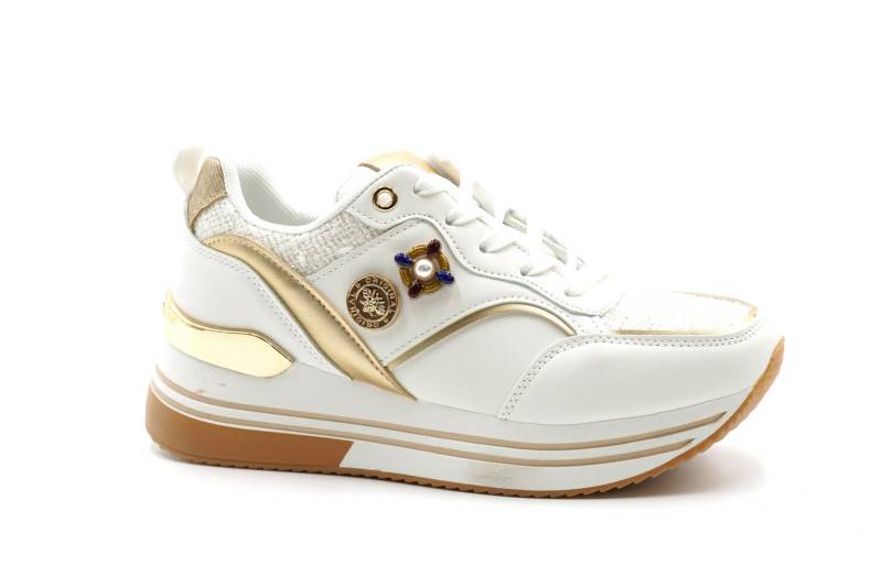 Sonderpostendiscount Damenschuhe Sneaker mit Keilabsatz Weiss Modell 8-153 White Keilsneaker von Sonderpostendiscount