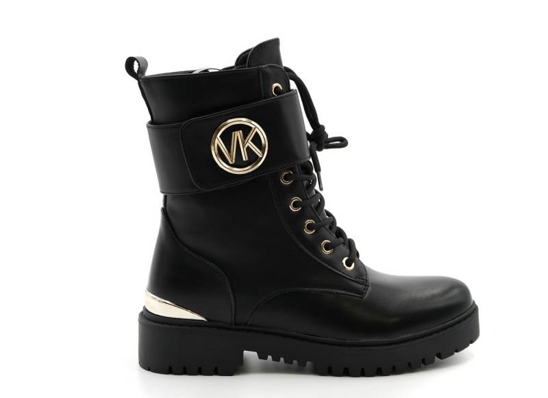 Sonderpostendiscount Damenstiefel Schwarz mit seitlichem Reissverschluss Model XJ-926 Schnürstiefelette von Sonderpostendiscount