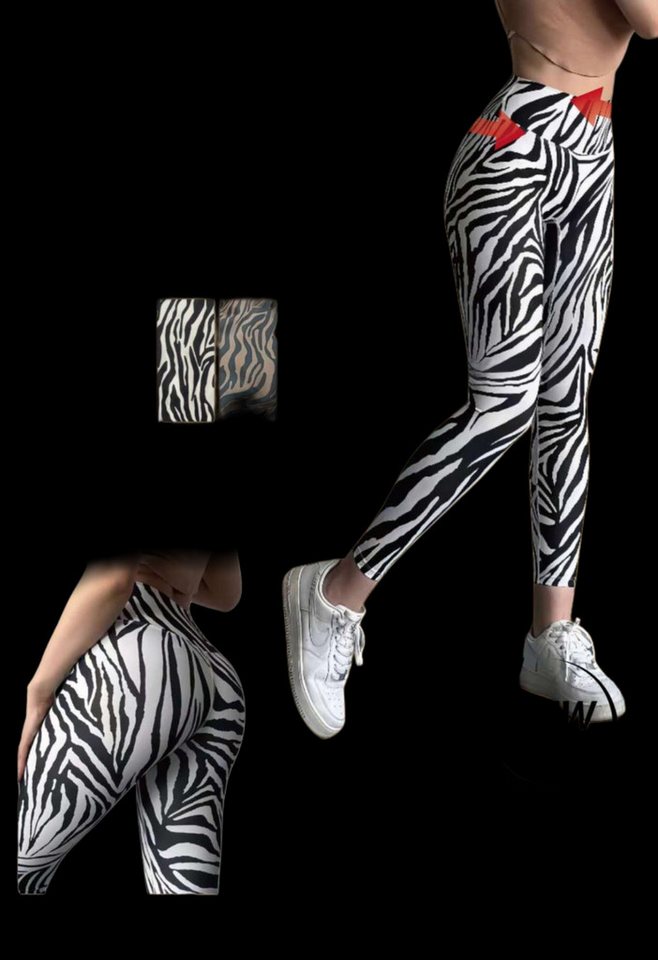Sonderpostendiscount Leggings Damenlegging in Zebra Muster Weiss oder Braun Modell 7828 von Sonderpostendiscount