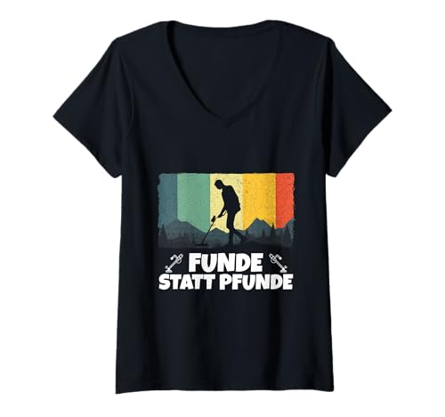Damen Funde statt Pfunde Sondeln Schatzsuche Metalldetektor T-Shirt mit V-Ausschnitt Damen Funde statt Pfunde Sondeln Schatzsuche Metalldetektor T-Shirt mit V-Ausschnitt von Sondler Sondengänger Schatzsucher Metalldetektor