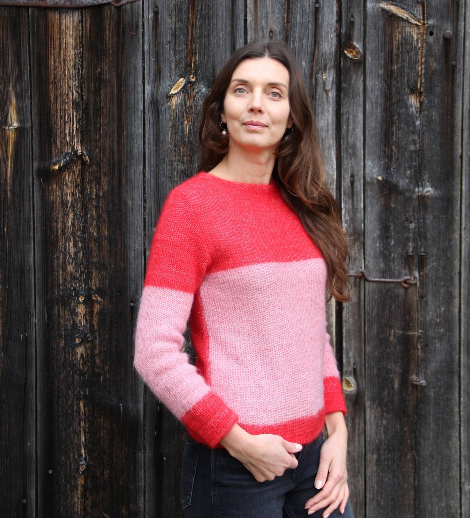 Roter Mohair Wolle Kurzpullover, Wabenstrick von Sonerknitwear
